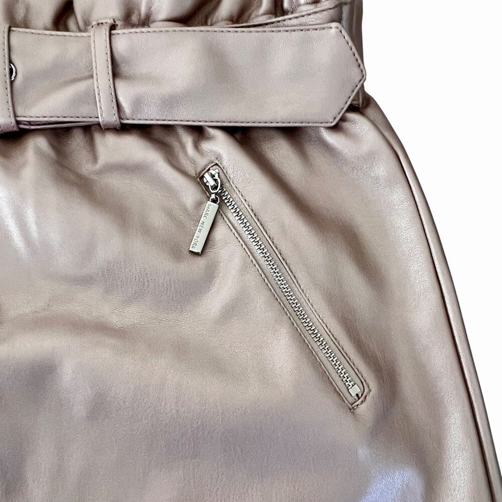 Marc New York Size M Light Pink Metallic Faux Leather Skirt Belt Zippers NWT - Picture 6 of 13